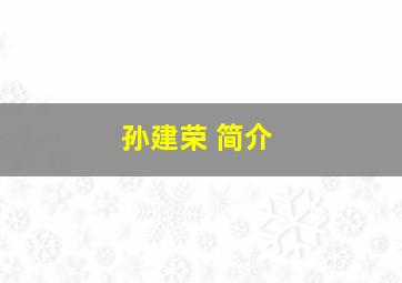 孙建荣 简介